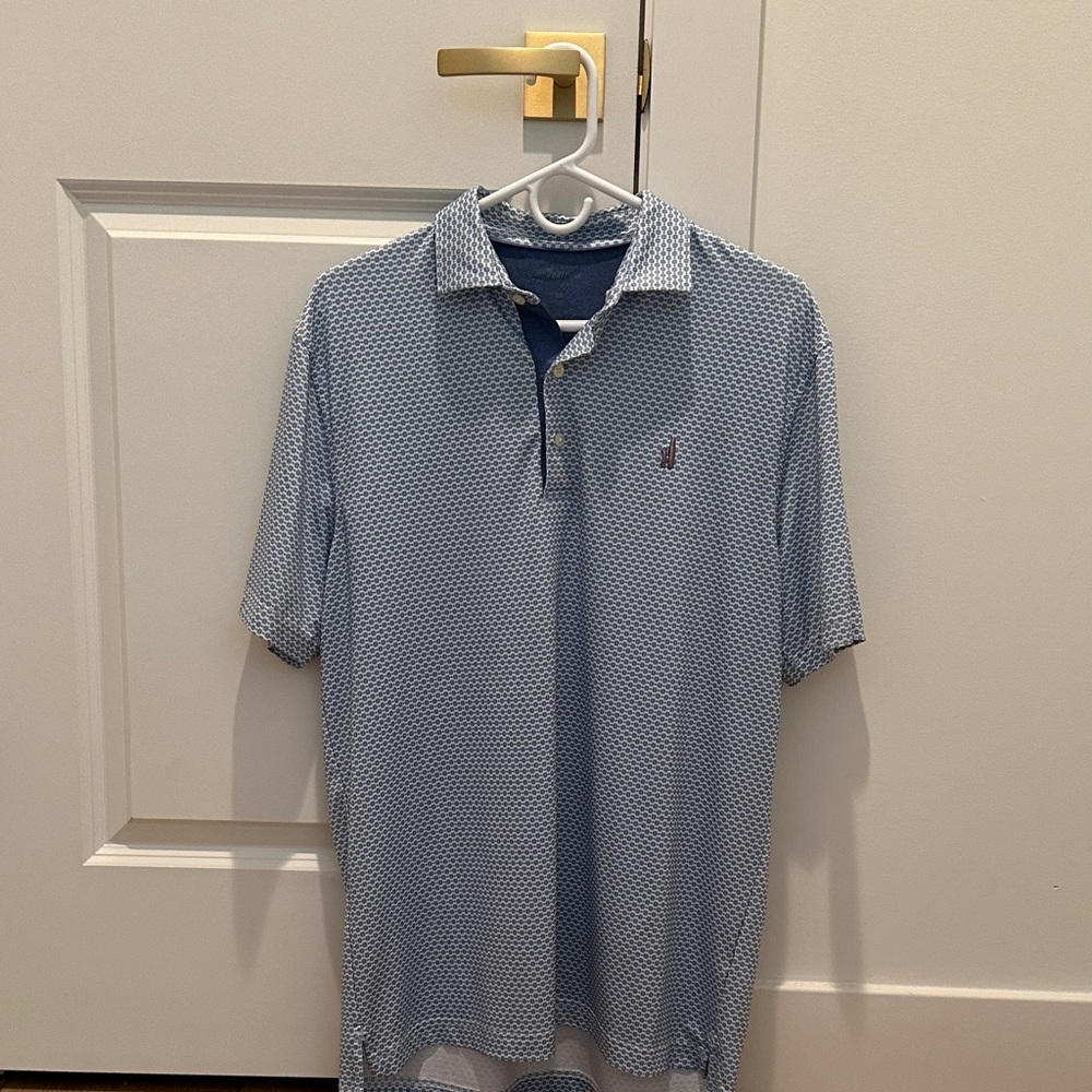 johnnie-O Light Blue Patterned Polo Shirt